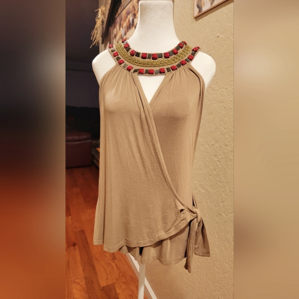 % Boston Proper Embellished Sleeveless Top - Size M